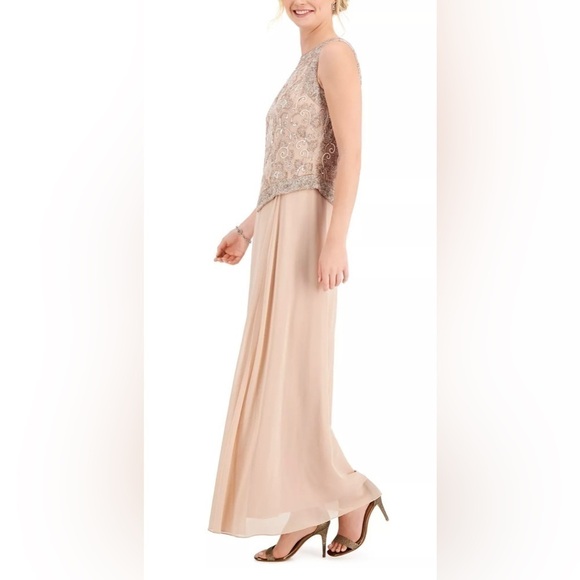 NWT J Kara Womens Long Beaded V Trim Detail Dress Size 6